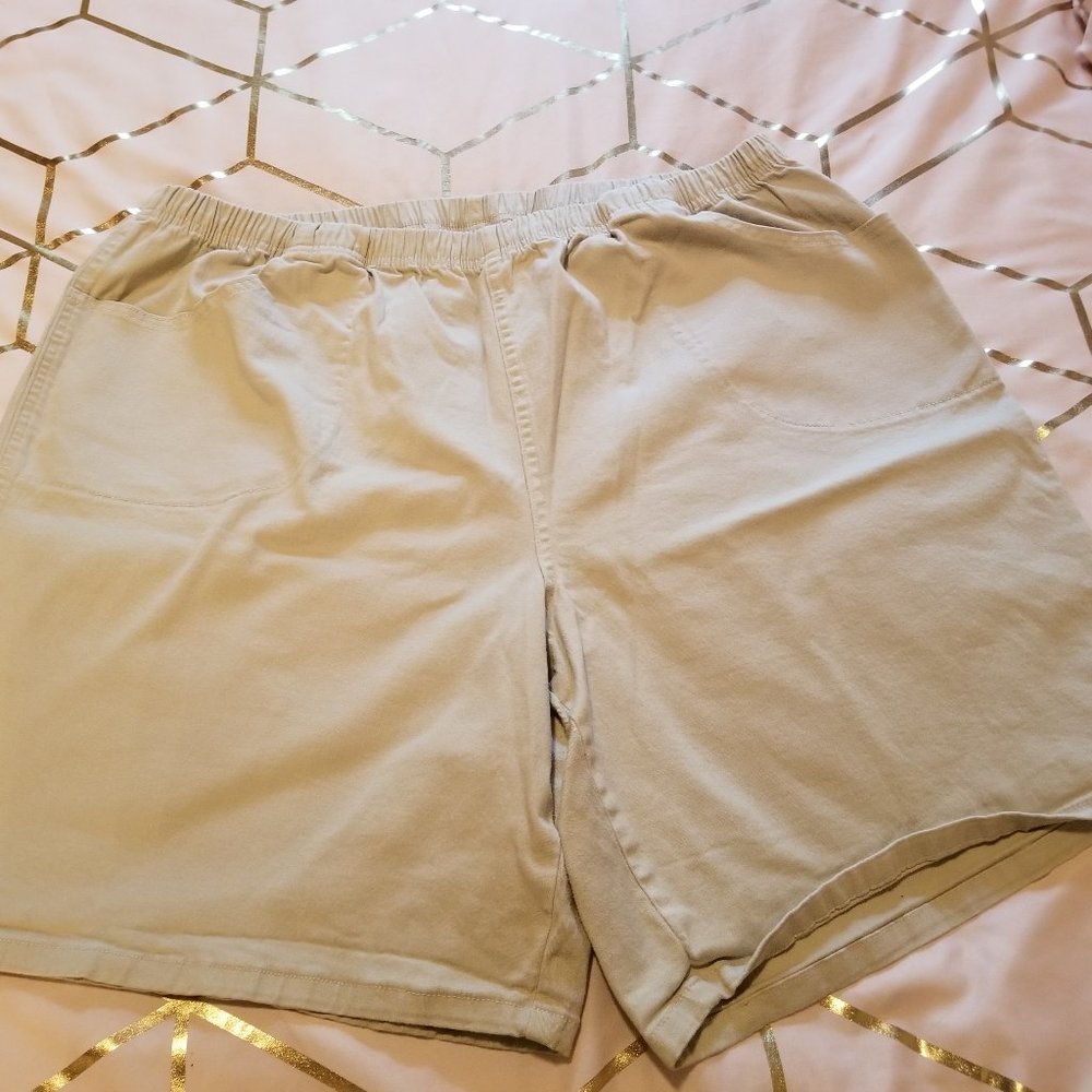 Beige Cotton/spandex Shorts